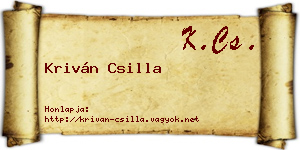 Kriván Csilla névjegykártya